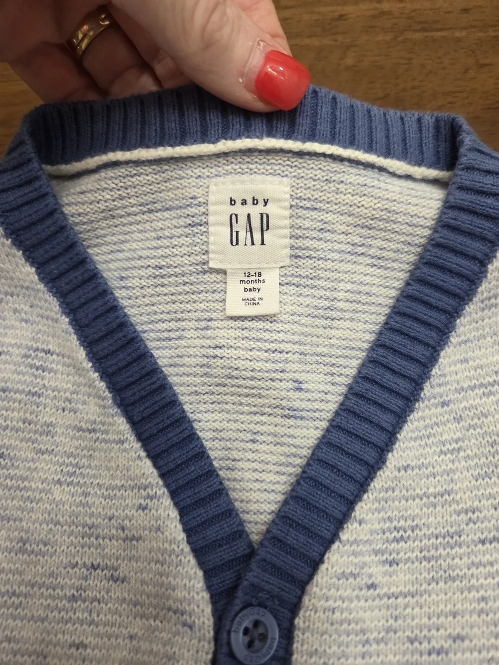 Baby GAP Blue & White Marled Button Cardigan